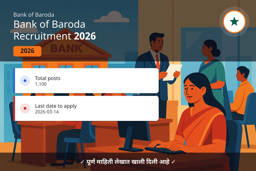 Bank of Baroda भरती 2026 | 1100 जागा | अर्ज करण्याची अंतिम तारीख 14 मार्च 2026